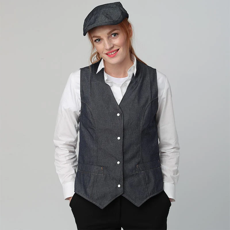 Gilet de Service Jean Denim Femme - MANELLI