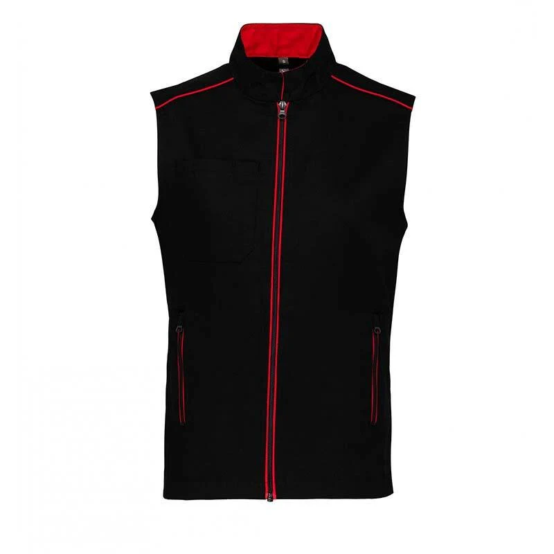 Gilet de Travail Homme Sans Manches Noir et Liseré Coloré - TOPTEX - Image 2