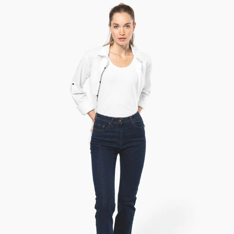 Jean Basic Femme Denim Vieilli - KARIBAN - Image 4