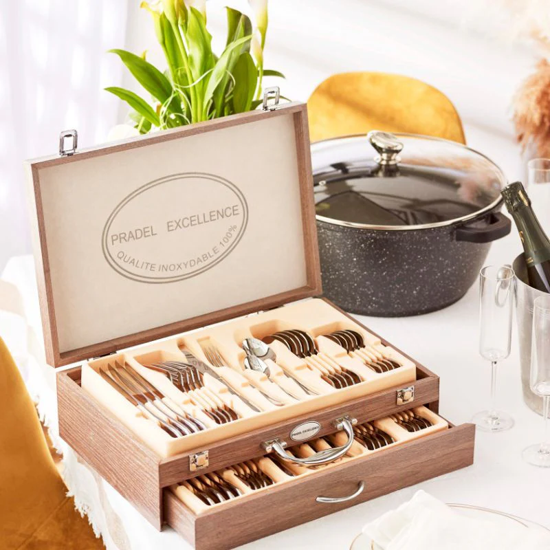 Ménagère Miroir 48 Pièces en Coffret Bois - PRADEL - Image 2