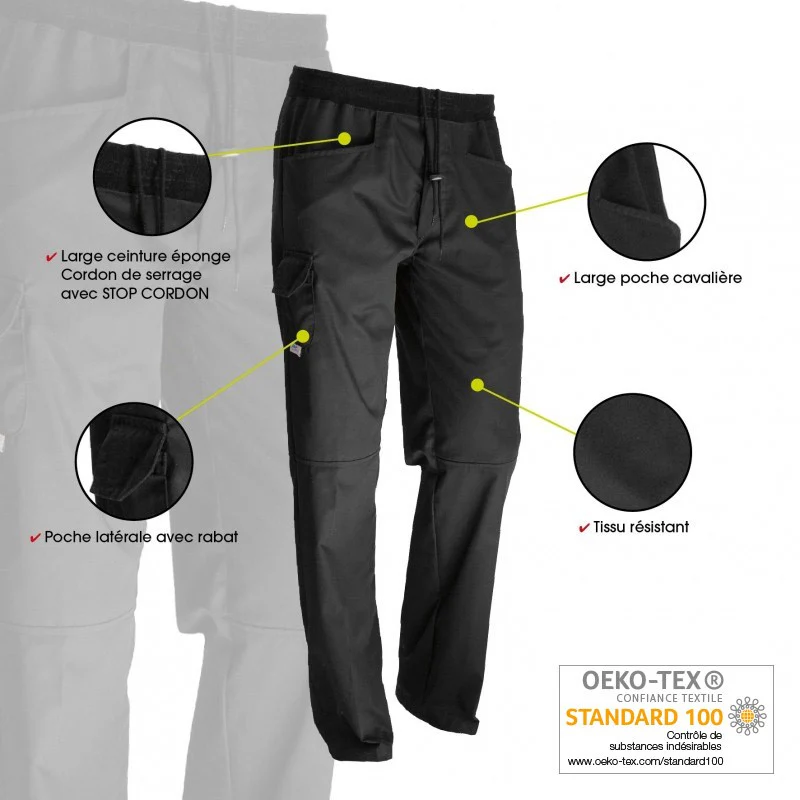 Pantalon de Boucher Noir Confort - MANELLI - Image 3