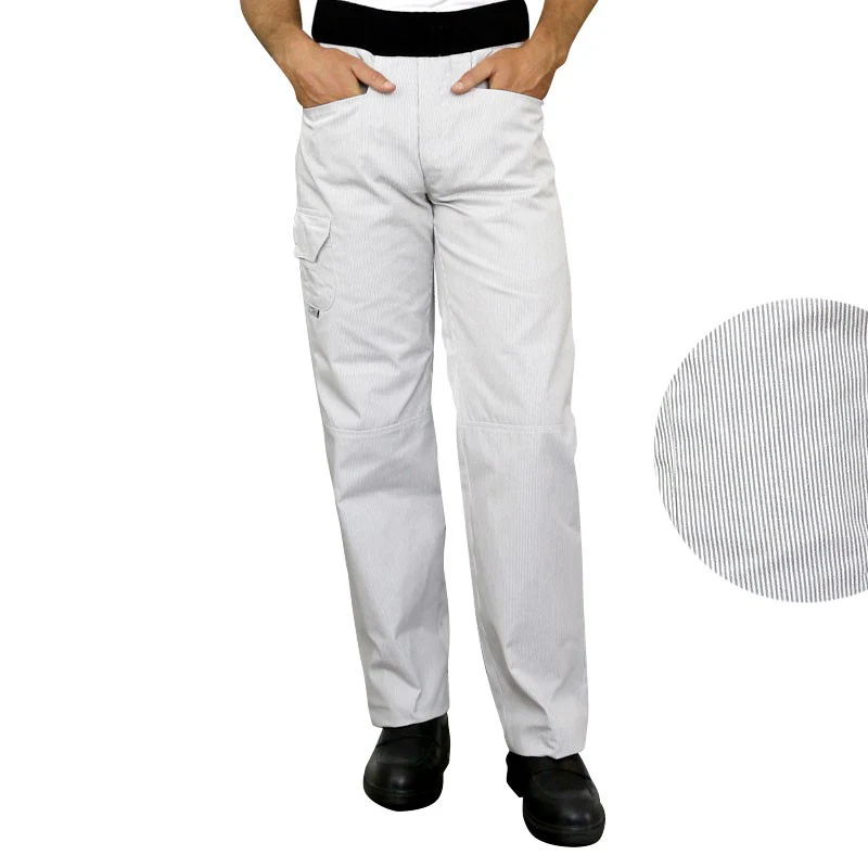 Pantalon de Cuisine Confort Gris Ligné - MANELLI