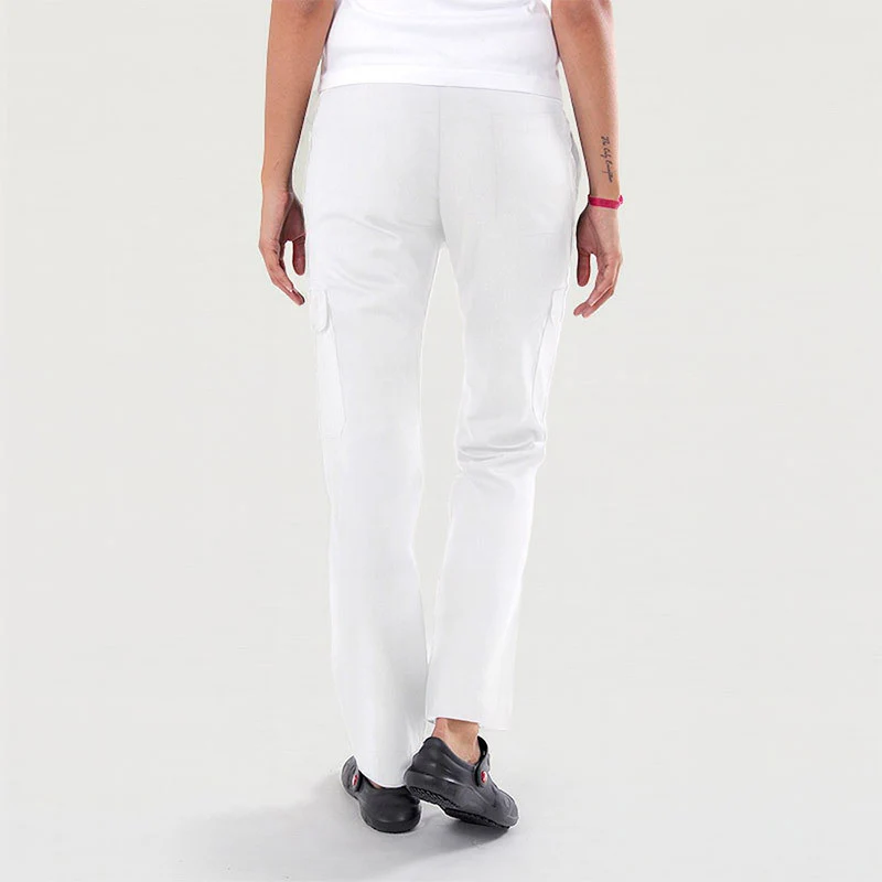 Pantalon de Cuisine Femme Poches Latérales Blanc - MANELLI - Image 2