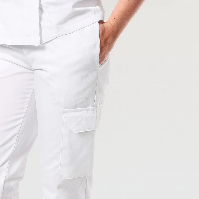 Pantalon de Cuisine Femme Poches Latérales Blanc - MANELLI - Image 3