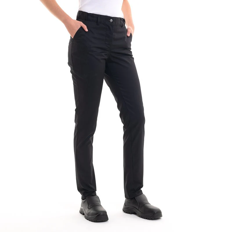 Pantalon de Cuisine Femme Sarah Ajusté Noir - MANELLI
