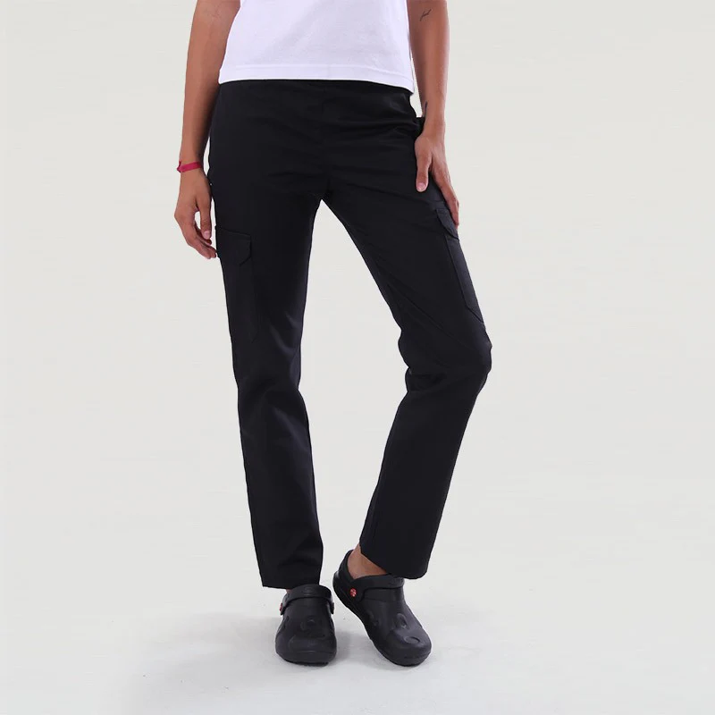 Pantalon de Cuisine Femme Poches Latérales Noir - MANELLI - Image 3