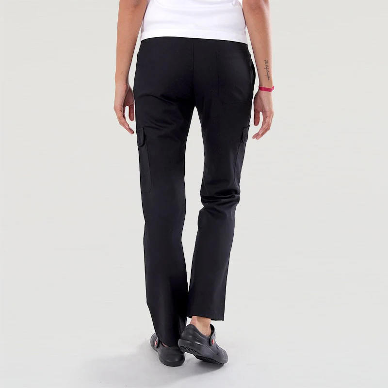 Pantalon de Cuisine Femme Poches Latérales Noir - MANELLI - Image 4
