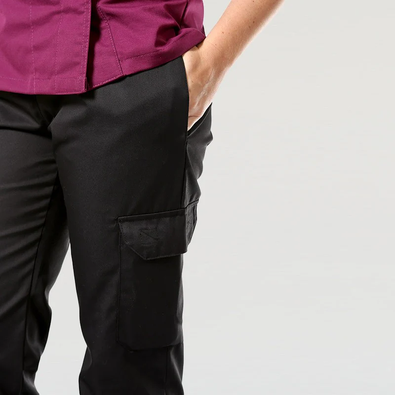 Pantalon de Cuisine Femme Poches Latérales Noir - MANELLI - Image 5