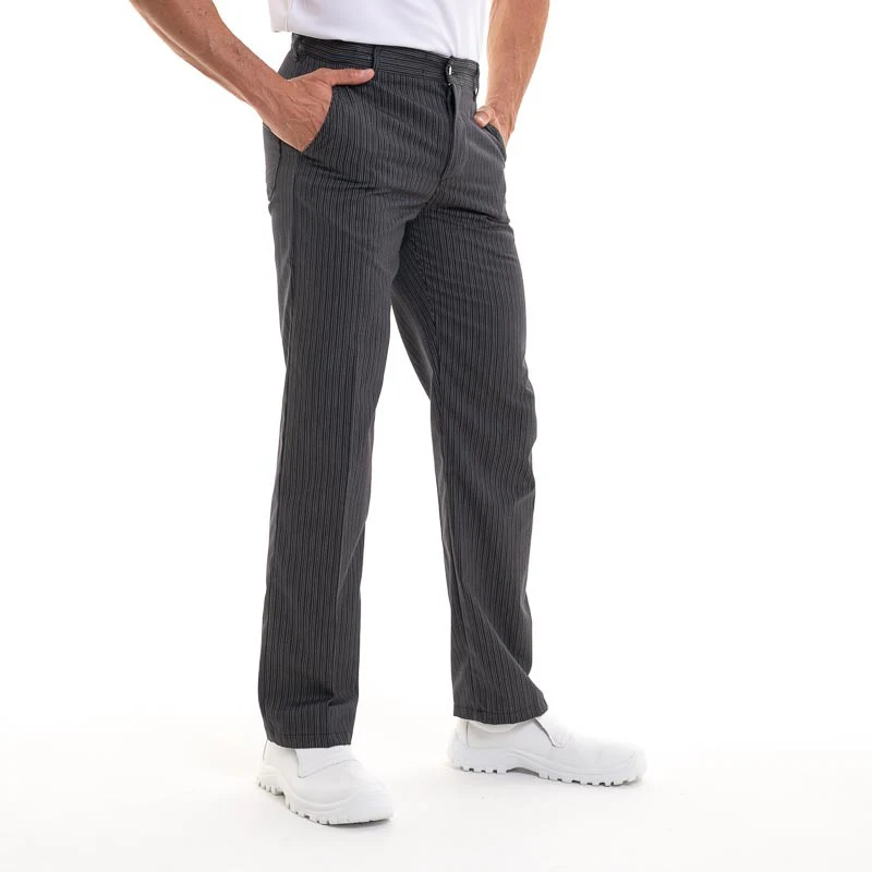 Pantalon de Pâtissier 1 Pli Noir Rayé - ROBUR - Image 3