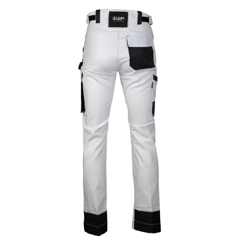 Pantalon de Travail Homme Multipoches Stretch Blanc / Gris Nuit Cristallin - LMA - Image 3