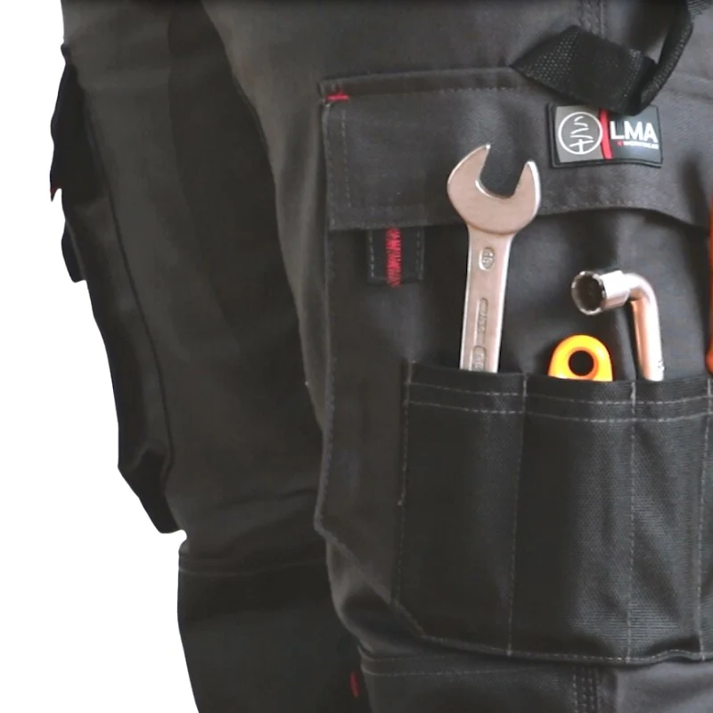 Pantalon de Travail Homme Argile Poches Genouillères Gris - LMA - Image 4
