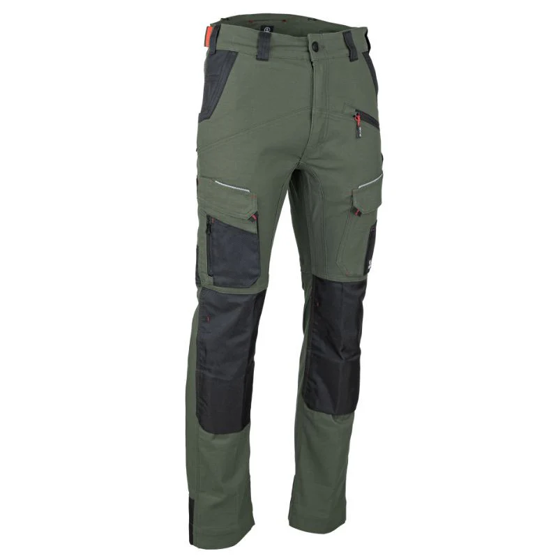Pantalon de Travail Homme Stretch Kaki / Noir Poches Genouillères Mémory - LMA - Image 2