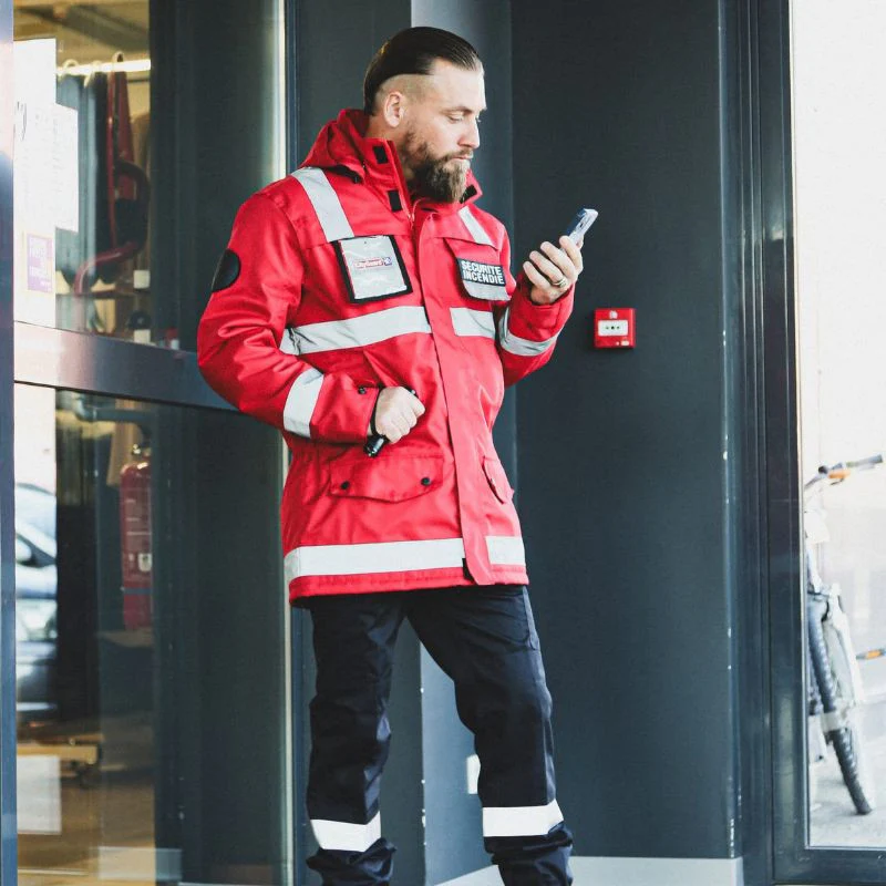 Parka de Sécurité Incendie Imperméable SSIAP Rouge - CITYGUARD - Image 4