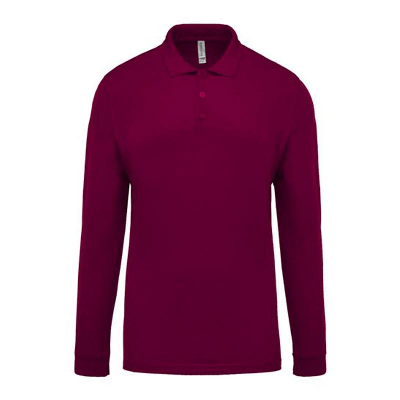 Polo de Travail Coton Bordeaux Manches Longues Homme - TOPTEX