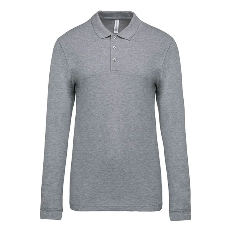 Polo de Travail Homme Coton Gris Chiné Manches Longues - TOPTEX - Image 2