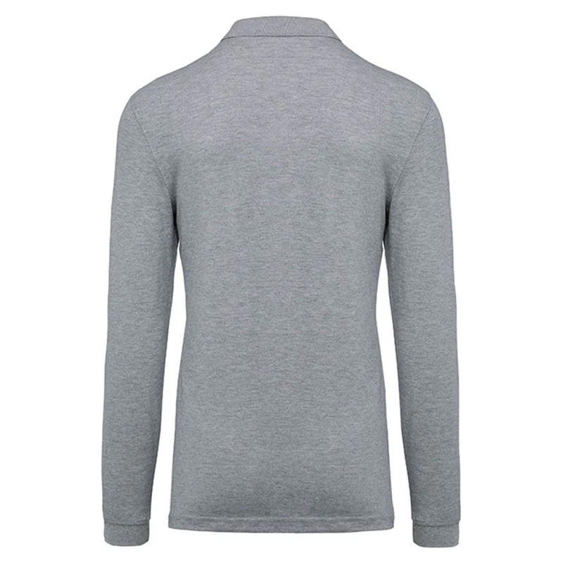 Polo de Travail Homme Coton Gris Chiné Manches Longues - TOPTEX - Image 3