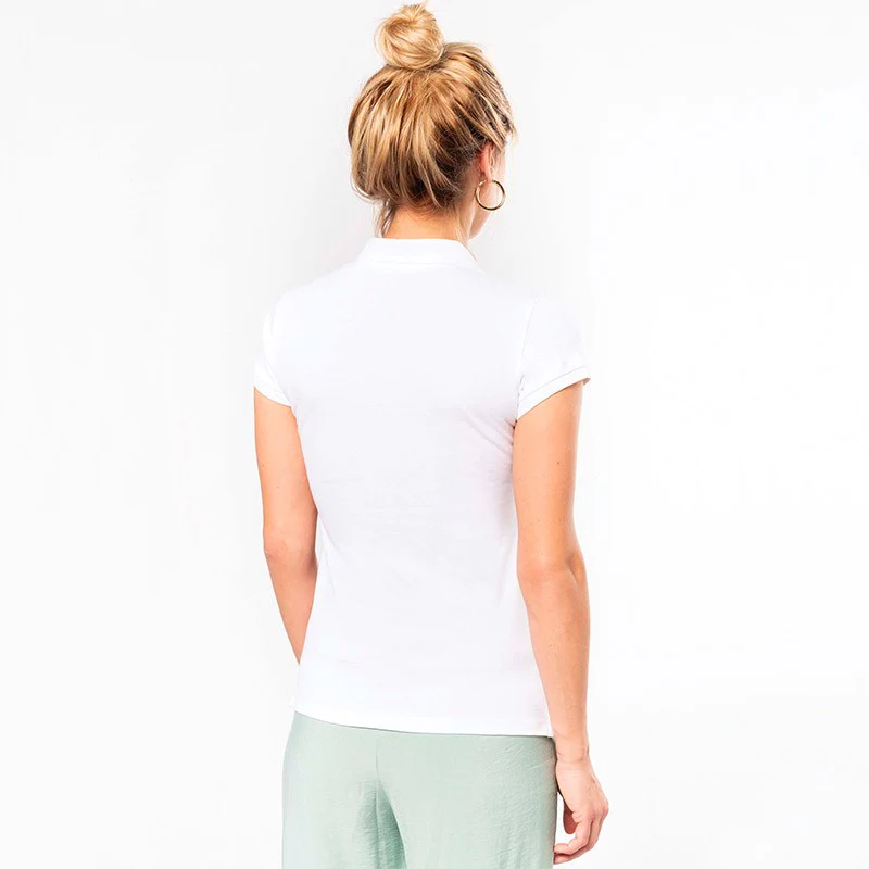 Polo de Travail Piqué Bio Manches Courtes Blanc Femme - TOPTEX - Image 2