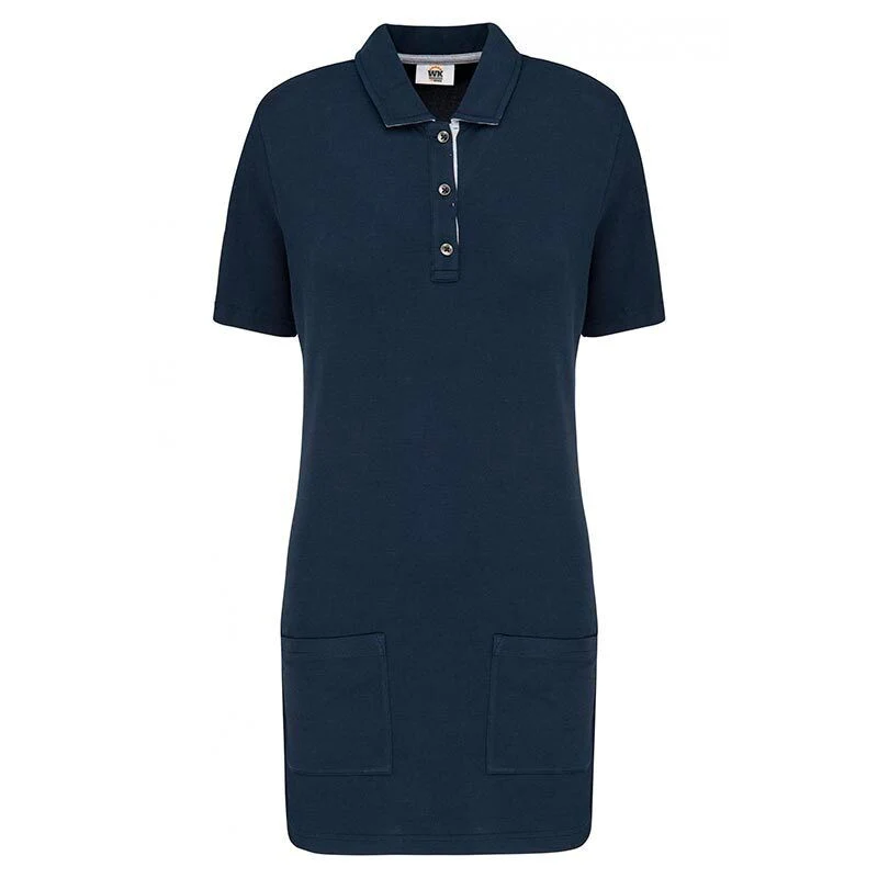 Polo Long Bleu Marine Manches Courtes Femme - TOPTEX