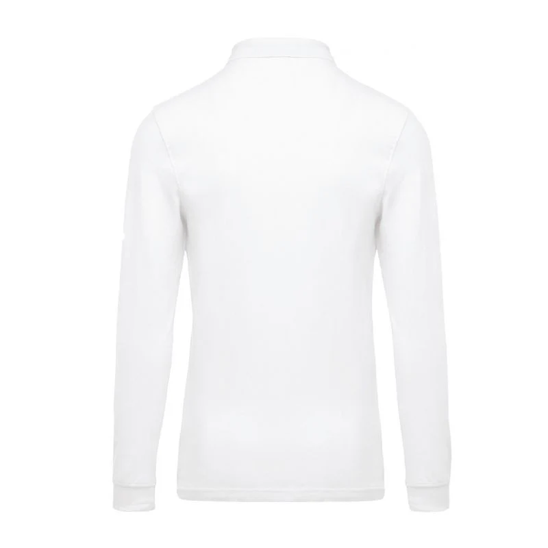 Polo Piqué Homme Manches Longues Blanc - KARIBAN - Image 2