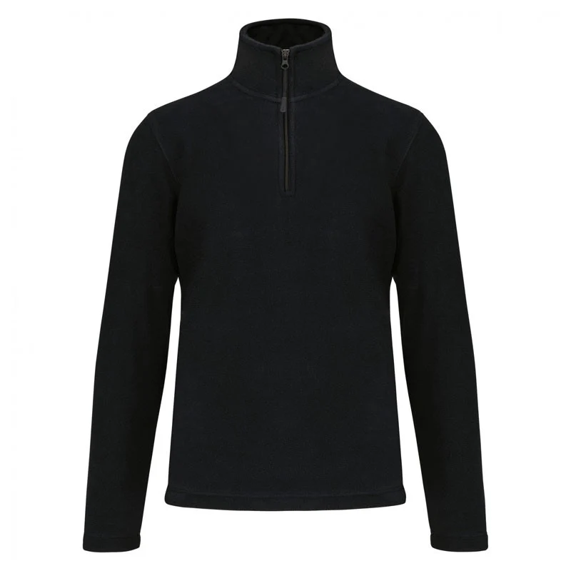 Pull Micropolaire Homme Col Zippé Noir - KARIBAN