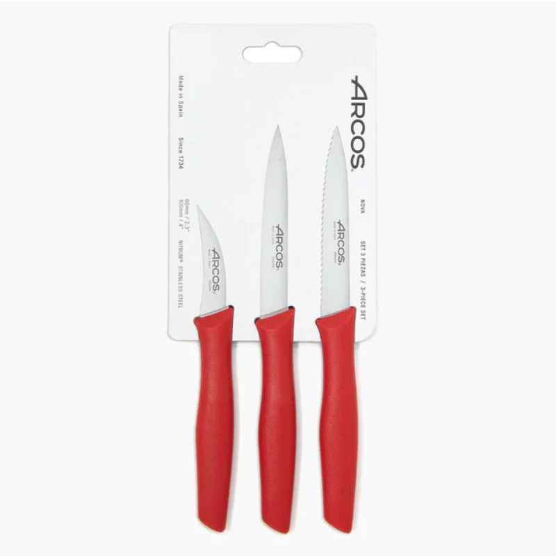 Set de 3 Couteaux Office Rouge Blister Série Nova- Arcos - Image 2