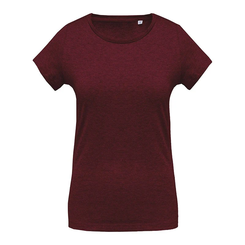 T-shirt de Travail Femme Bordeaux 80% Coton Bio Col Rond - TOPTEX