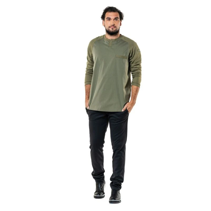 T-Shirt de Cuisine Homme Manches Longues Eco-Responsable Vert Kaki Valente UFX - CHAUD DEVANT - Image 2