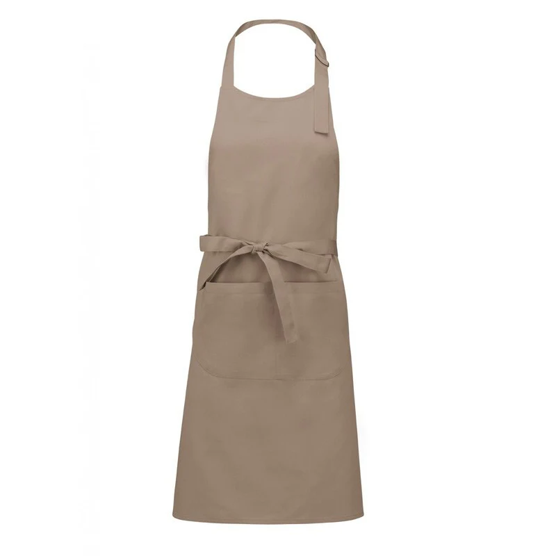 Tablier à Bavette Écru en Coton avec Poche  - KARIBAN