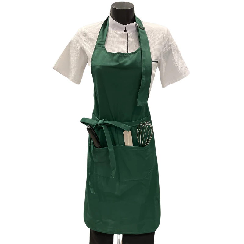 Tablier à Bavette Vert Foncé Polycoton - MANELLI
