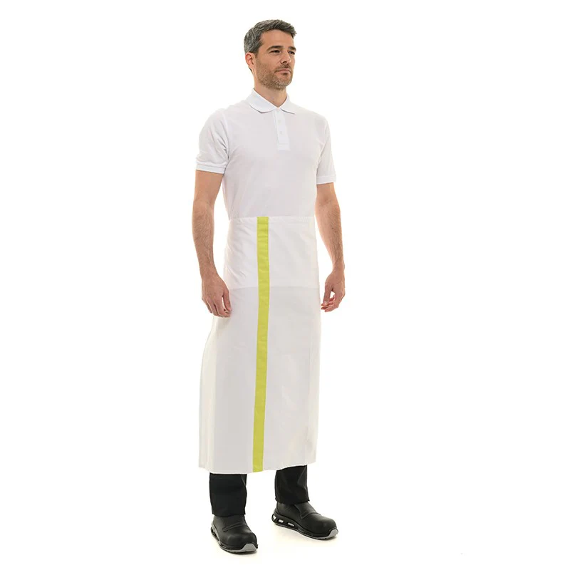 Tablier Blanc Bande Couleur 90cm - MANELLI - Image 2
