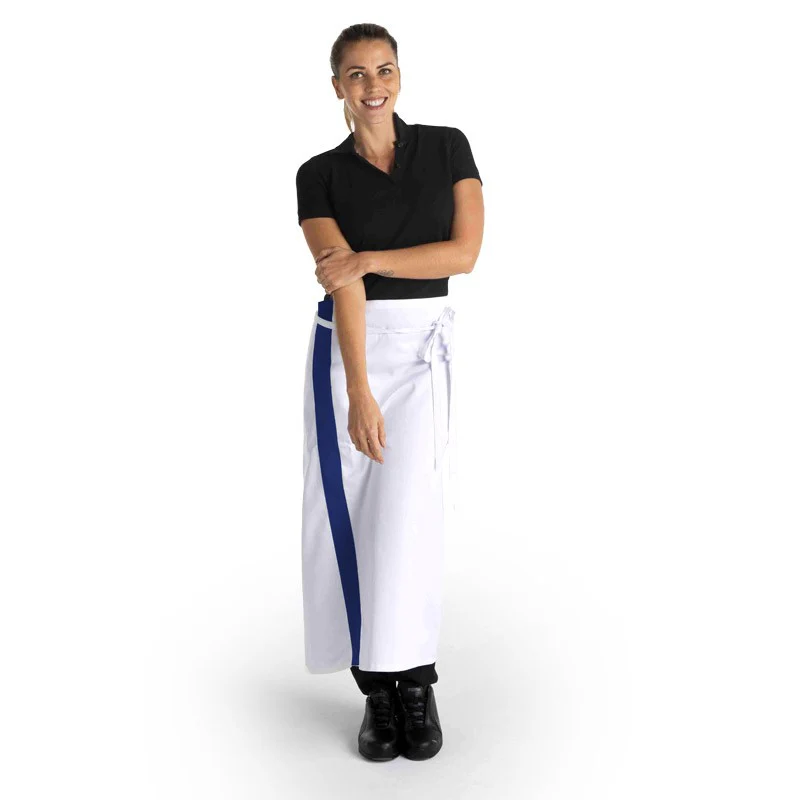 Tablier Blanc Bande Couleur 90cm - MANELLI - Image 3