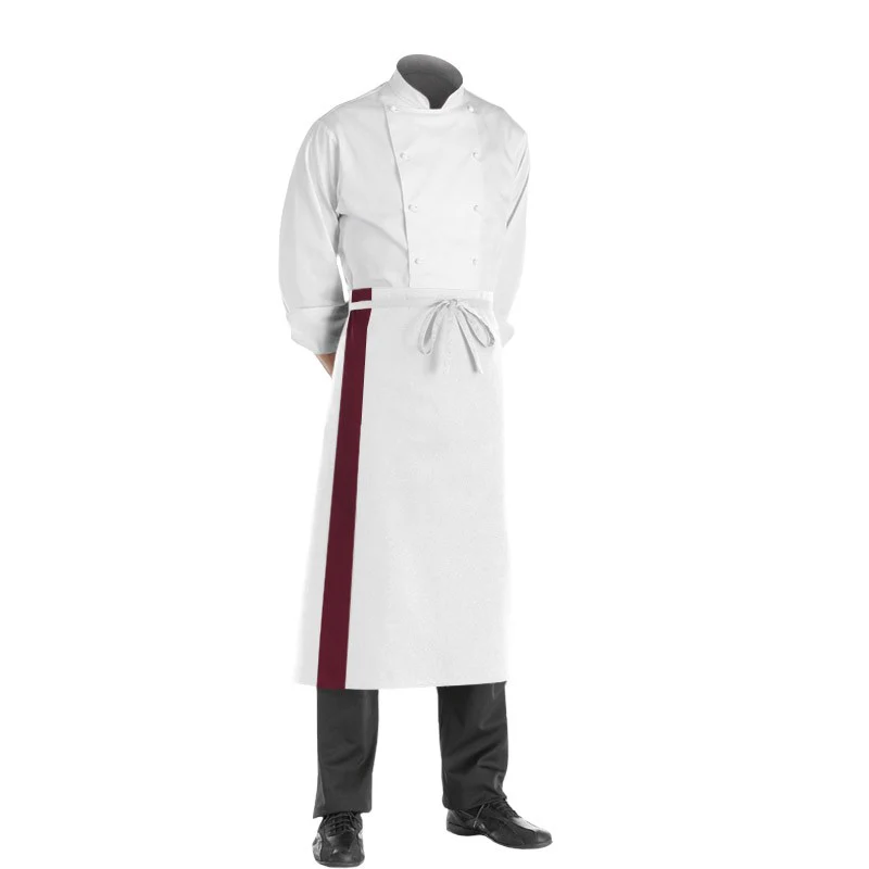 Tablier Boulanger Blanc Bande Couleur 90cm - MANELLI - Image 3