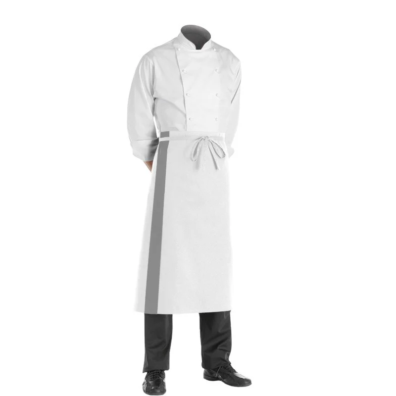 Tablier Boulanger Blanc Bande Couleur 90cm - MANELLI - Image 4