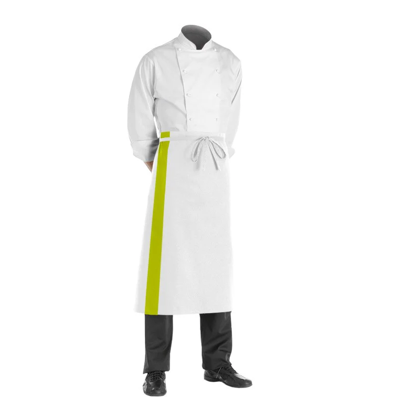 Tablier Boulanger Blanc Bande Couleur 90cm - MANELLI - Image 5