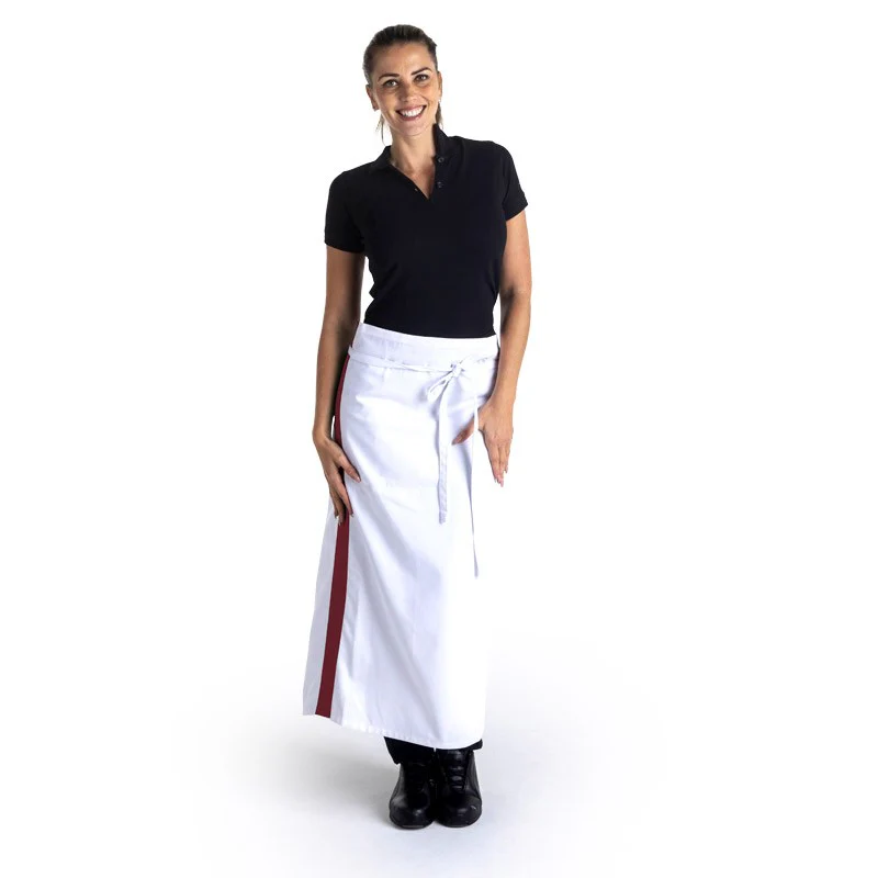 Tablier Blanc Bande Couleur 90cm - MANELLI - Image 4