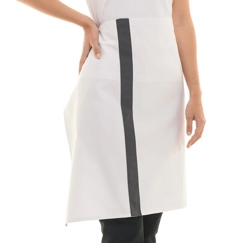 Tablier Demi Chef Blanc avec Bande Noire - MANELLI - Image 2