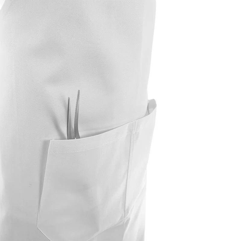 Tablier Blanc À Bavette Double Poches 100% Coton - MANELLI - Image 3