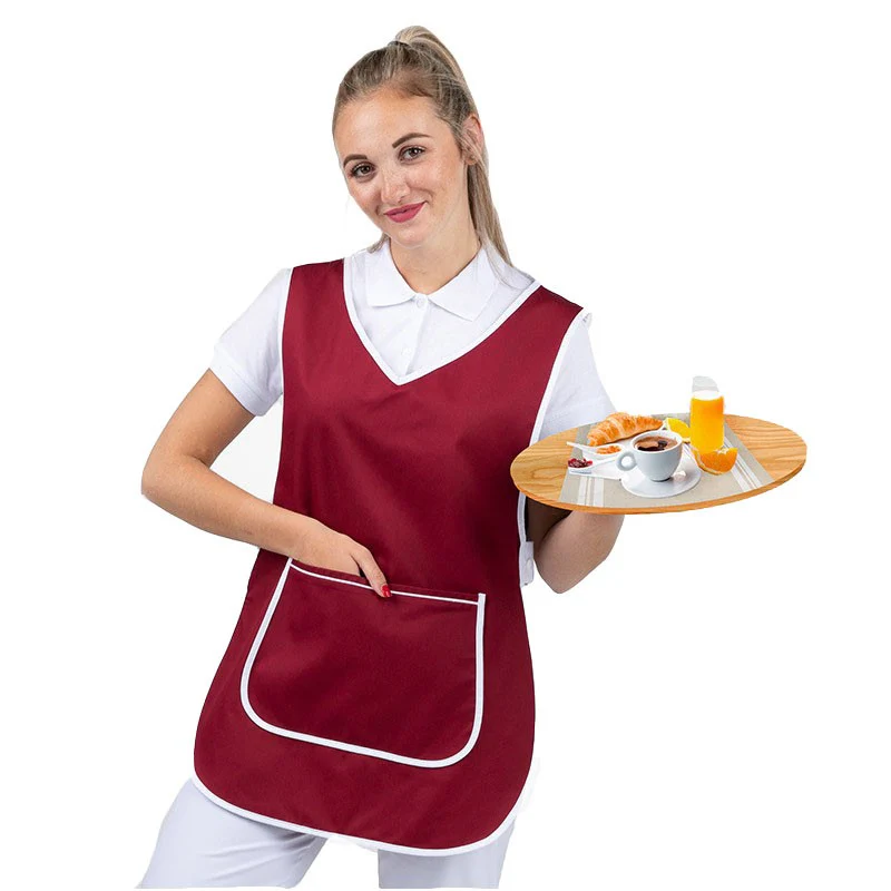Tablier Chasuble de Travail Blanc et Bordeaux - MANELLI