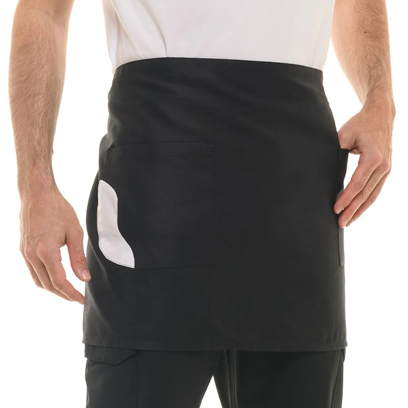 Tablier Court Bicolore Noir Poche Blanche - MANELLI - Image 2