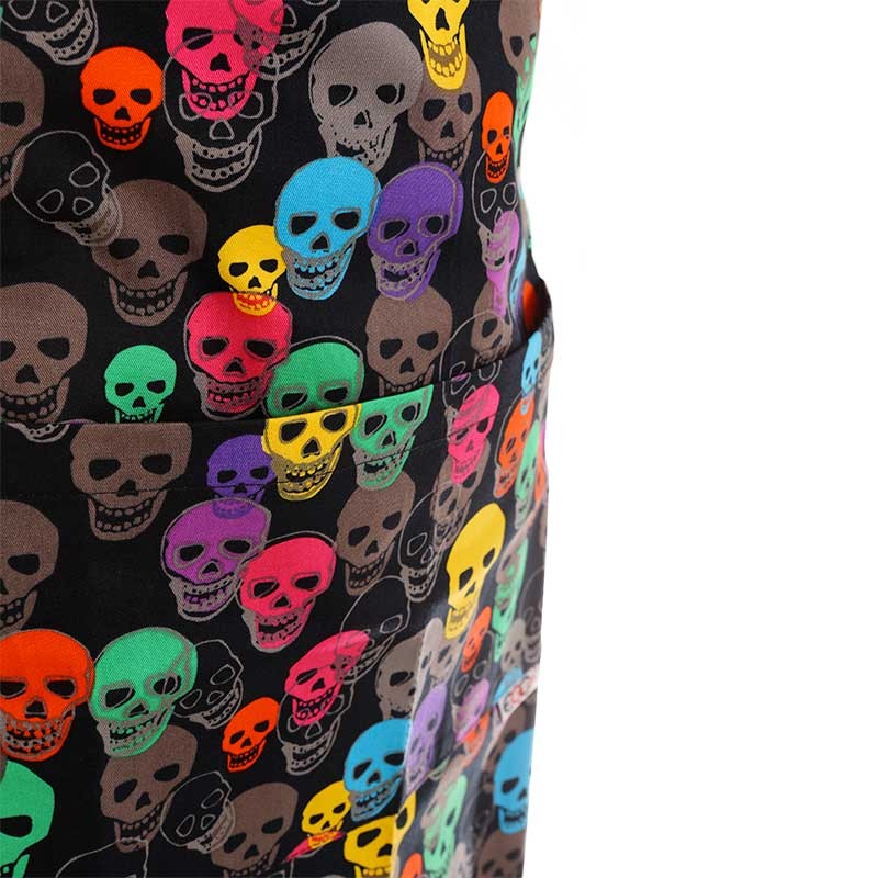 Tablier de cuisine à bavette motif tête de mort en couleurs - EGOCHEF - Image 2