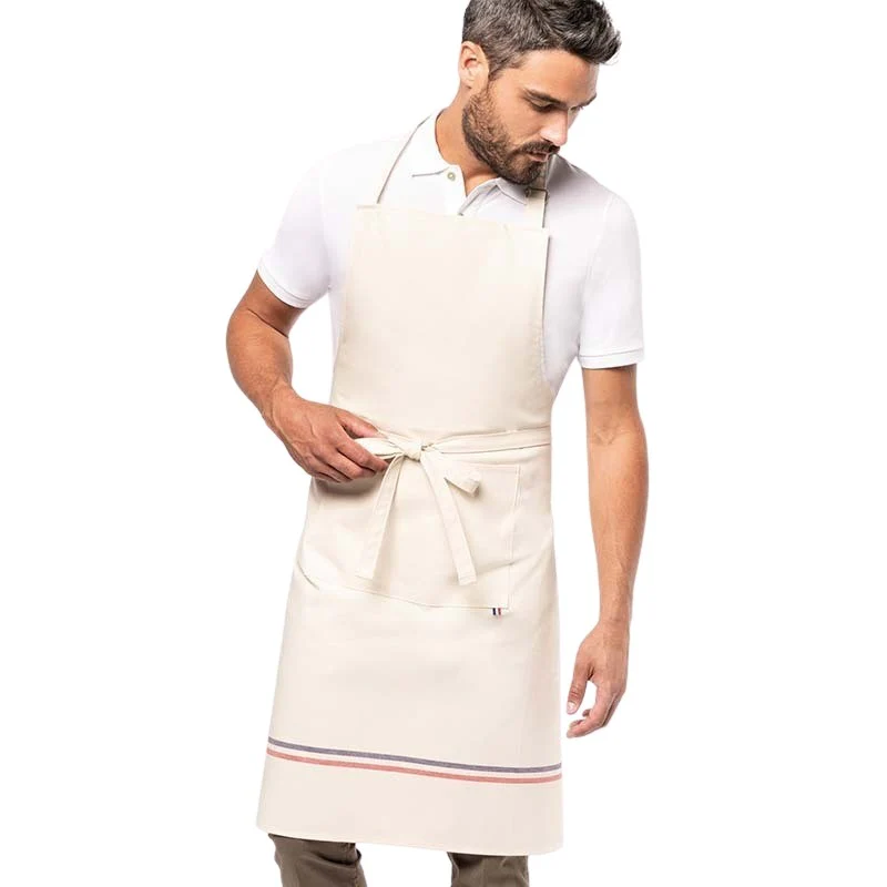Tablier de Cuisine Beige Liseré Tricolore - KARIBAN