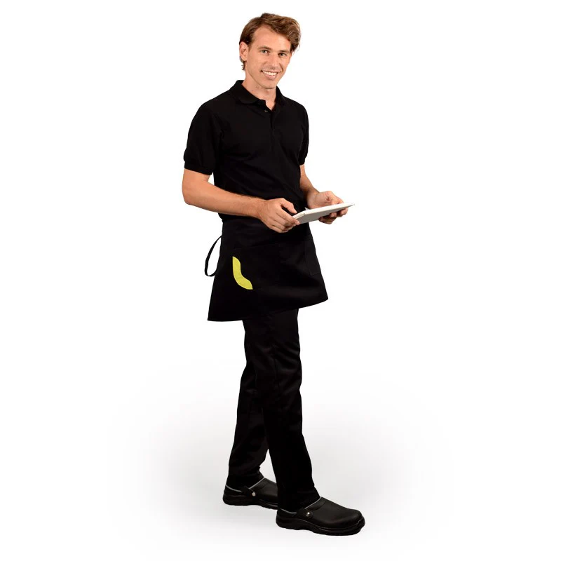 Tablier Court Bicolore Noir Poche Anis - MANELLI