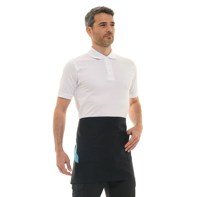 Tablier Court Bicolore Noir Poche Bleue - MANELLI