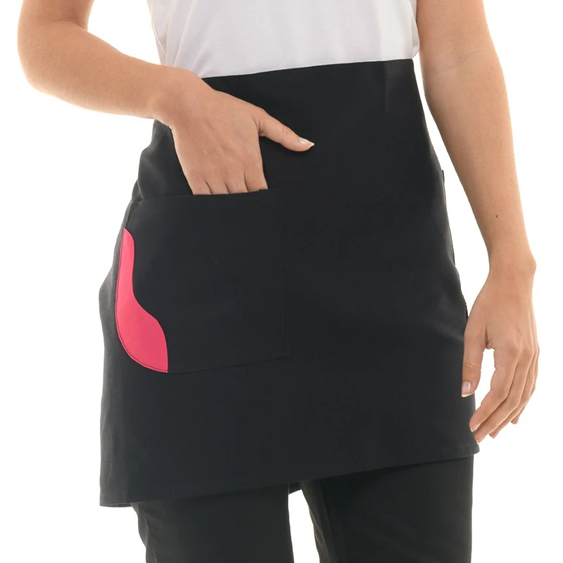 Tablier Court Bicolore Noir Poche Fuschia - MANELLI - Image 2