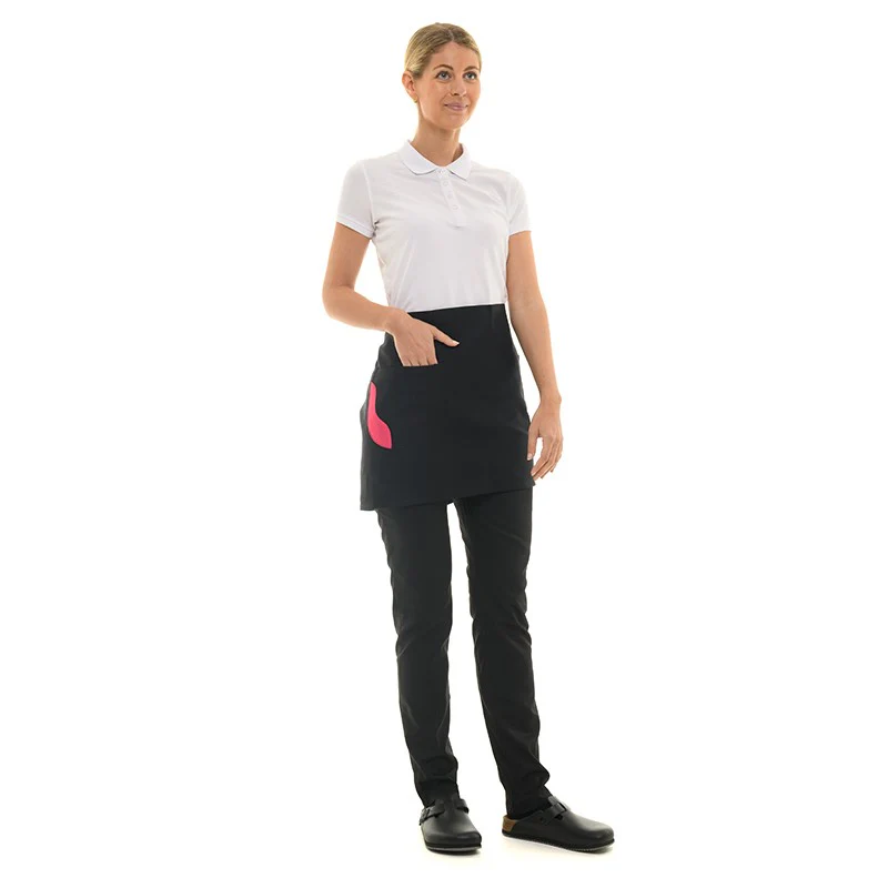 Tablier Court Bicolore Noir Poche Fuschia - MANELLI - Image 3