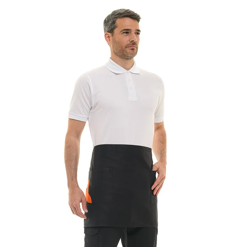 Tablier Court Bicolore Noir Poche Orange - MANELLI