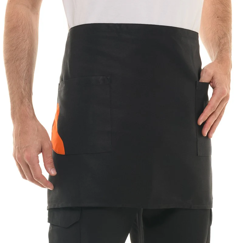 Tablier Court Bicolore Noir Poche Orange - MANELLI - Image 2
