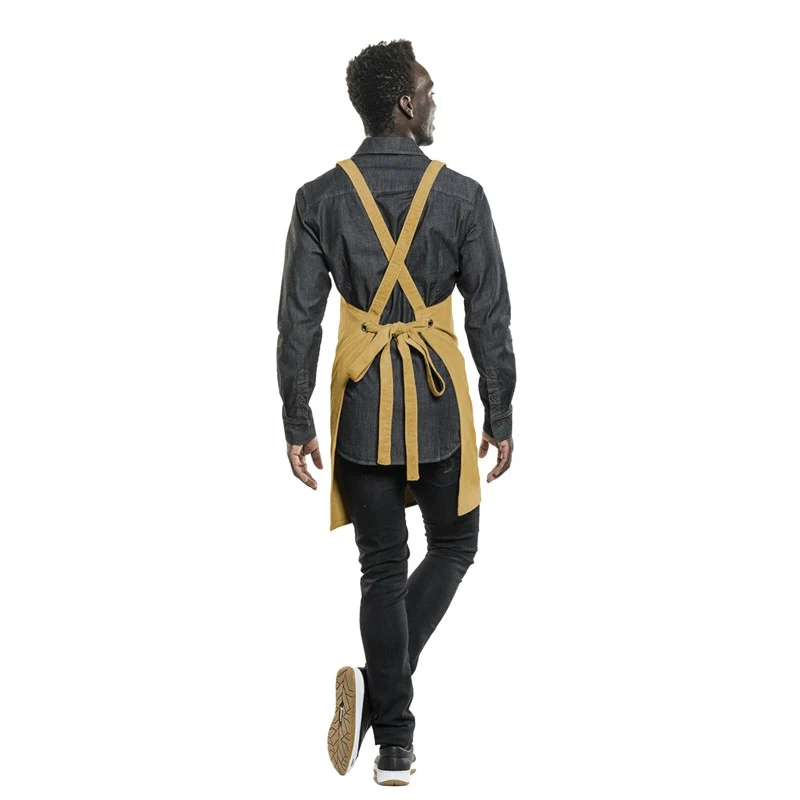 Tablier Dos en Croix en Velours Jaune - CHAUD DEVANT - Image 2