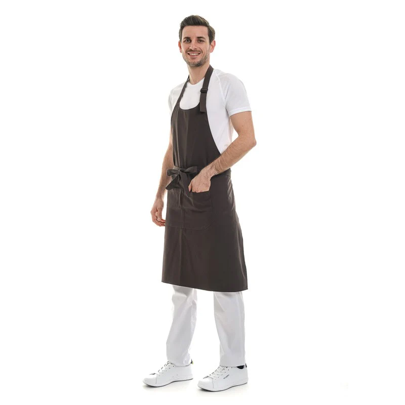 Tablier à Bavette Marron avec Poche Coton Bio - KARIBAN - Image 2