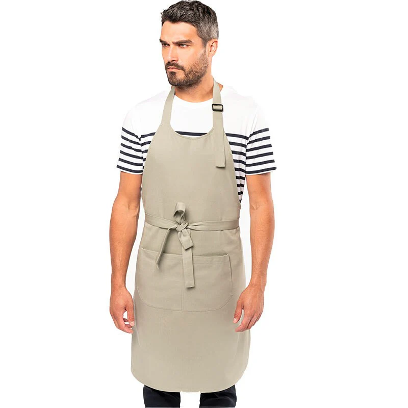 Tablier à Bavette Marron avec Poche Coton Bio - KARIBAN - Image 8